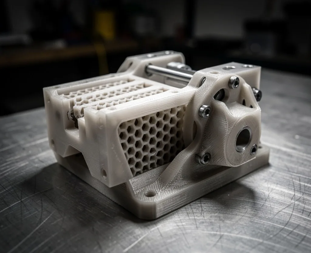 Karmaşık geometrili 3D baskı mekanik parça detayı